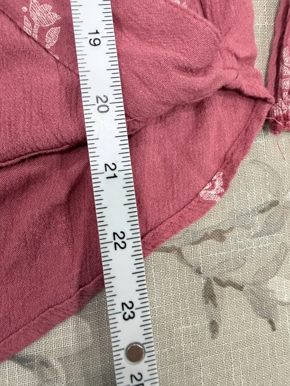 Mossimo Supply Co Boho Faux Wrap Top Small Dusty Rose Floral 100% Rayon Tie Neck - Picture 11 of 13